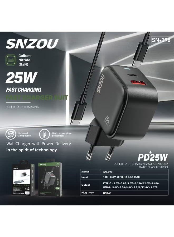 (25W) GaN teck EU CHARGER SUIT SN-398