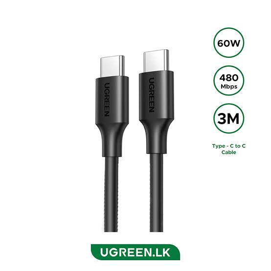 UGREEN USB-C to USB-C 2.0 3A Cable 3m (Black) 60W