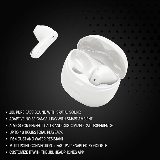 JBL Tune Flex Ghost 2 Wireless Bluetooth In-Ear Earphones with Noise Cancelling