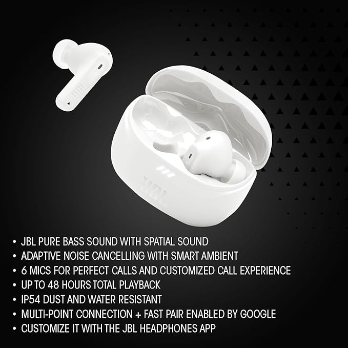 JBL Tune Beam 2 Wireless Bluetooth Earbuds, Noise Reduction