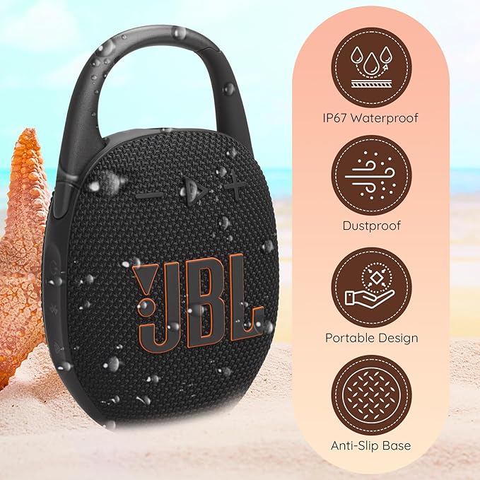 JBL Clip 5 Portable Bluetooth Speaker - IP67 Waterproof & Dustproof