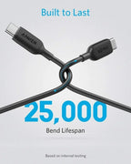 Anker New Nylon USB-C to USB-C 2.0 Cable 3.3f 2B - Black