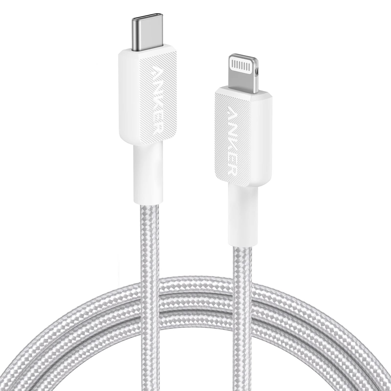 Anker 322 USB-C to Lightning Cable (3ft Braided)  - White