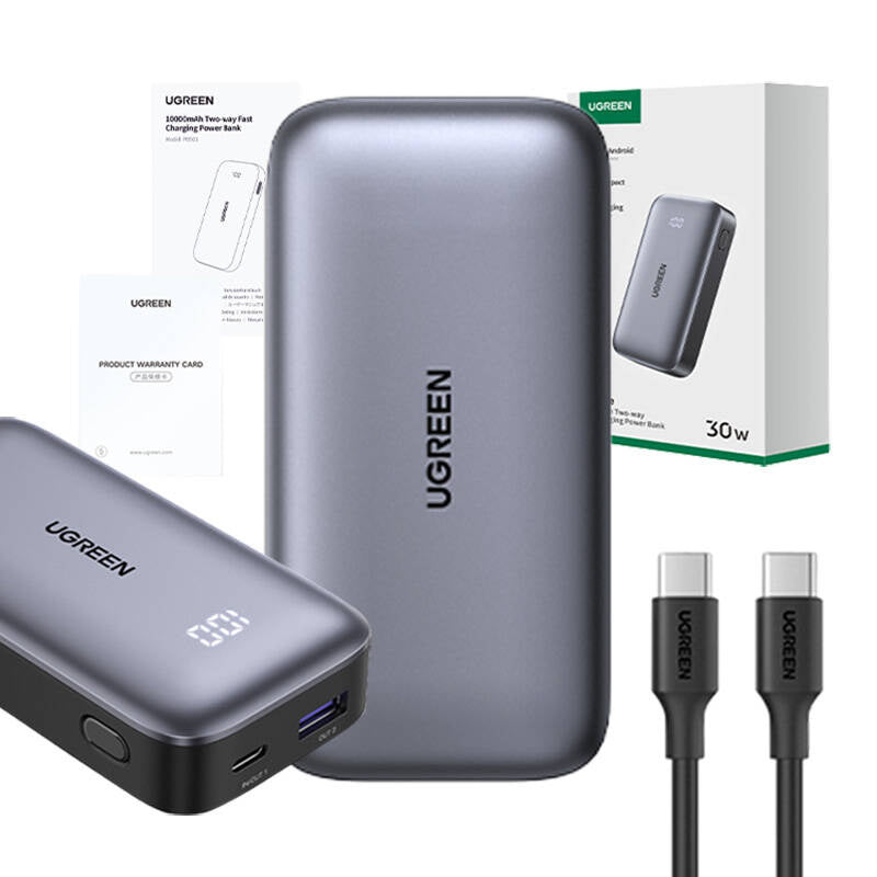 UGREEN 10000mAh Two-way Fast Charging Power Bank Gray 30W