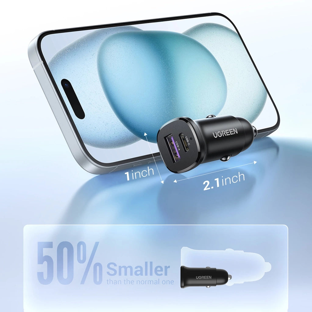 UGREEN 2-Port Fast Car Charger 30W Black