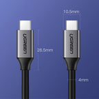 UGREEN USB 3.1 Type C Male to Type C Male Cable Nickel Plating Aluminum Shell 1.5m (Gray)