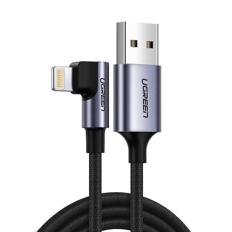 UGREEN Charging Cable Lightning 1M for iPhone Black Angle (90ø)