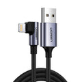 UGREEN Charging Cable Lightning 1M for iPhone Black Angle (90ø)
