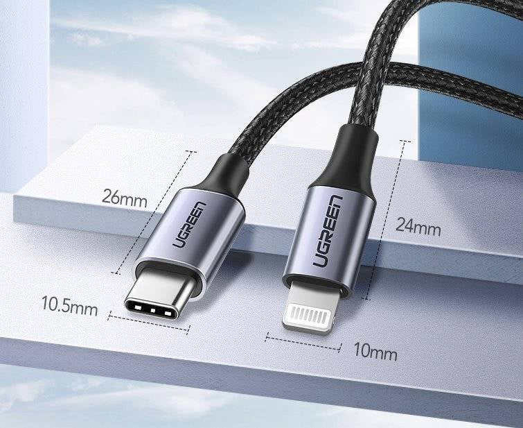 UGREEN USB-C TO LIGHTNING Fast Charging CABLE 1M Gray