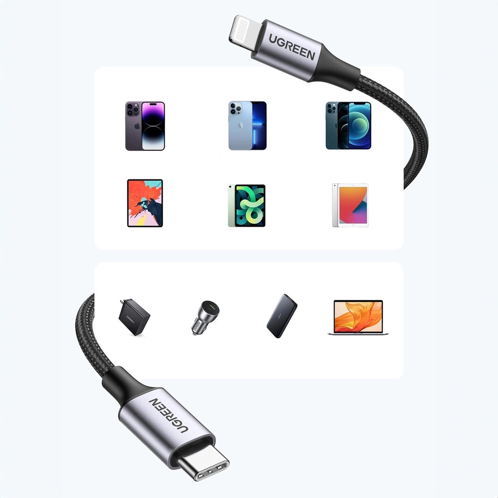 UGREEN USB-C TO LIGHTNING Fast Charging CABLE 1M Gray