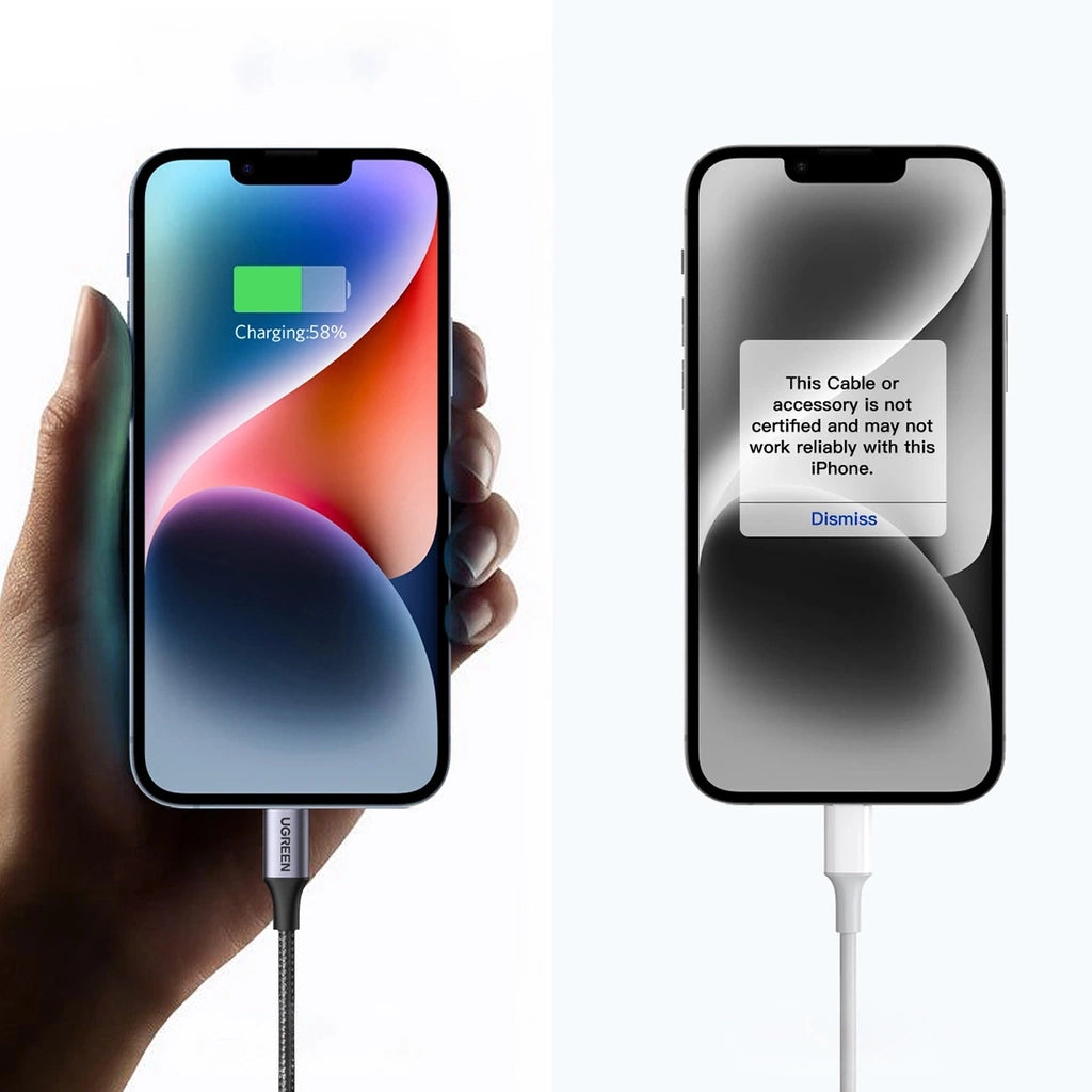 UGREEN USB-C TO LIGHTNING Fast Charging CABLE 1M Gray