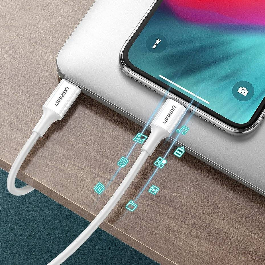 UGREEN USBC -to Lightning PD Fast Charging 3A Max White 1m