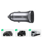 UGreen Car Charger Two Ports USB Port and PD Port 30WGray-