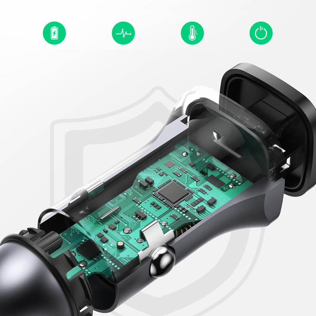 UGreen Car Charger Two Ports USB Port and PD Port 30WGray-