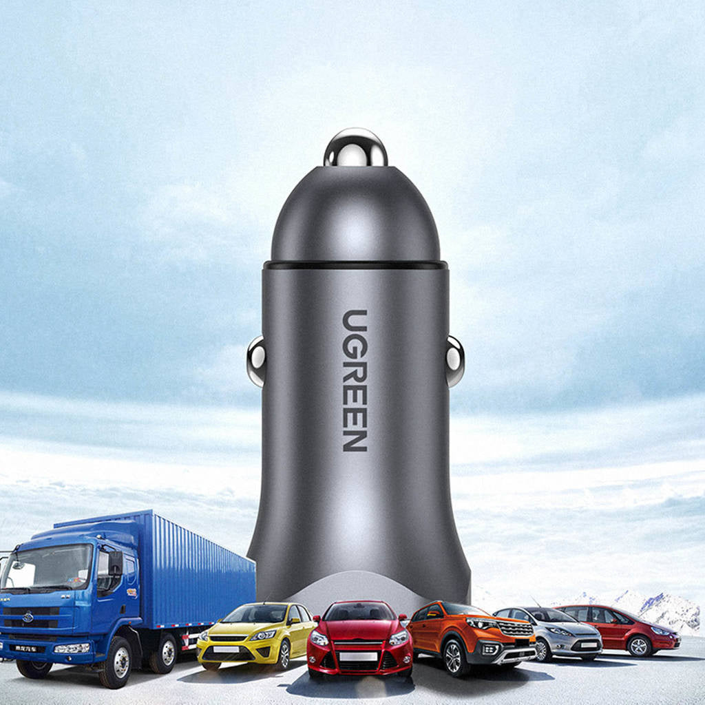 UGreen Car Charger Two Ports USB Port and PD Port 30WGray-