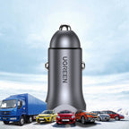 UGreen Car Charger Two Ports USB Port and PD Port 30WGray-