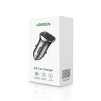 UGreen Car Charger Two Ports USB Port and PD Port 30WGray-