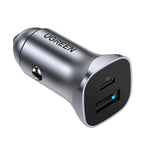 UGreen Car Charger Two Ports USB Port and PD Port 30WGray-