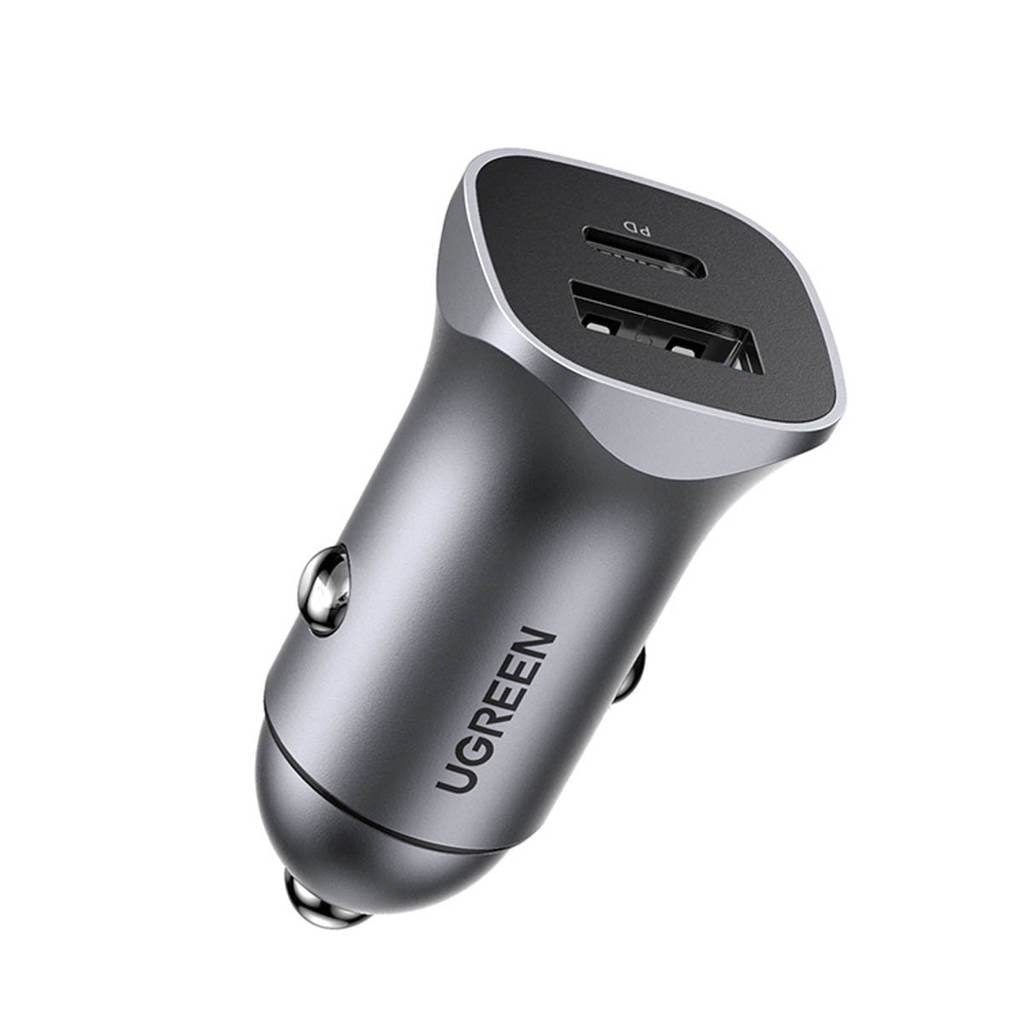 UGreen Car Charger Two Ports USB Port and PD Port 30WGray-