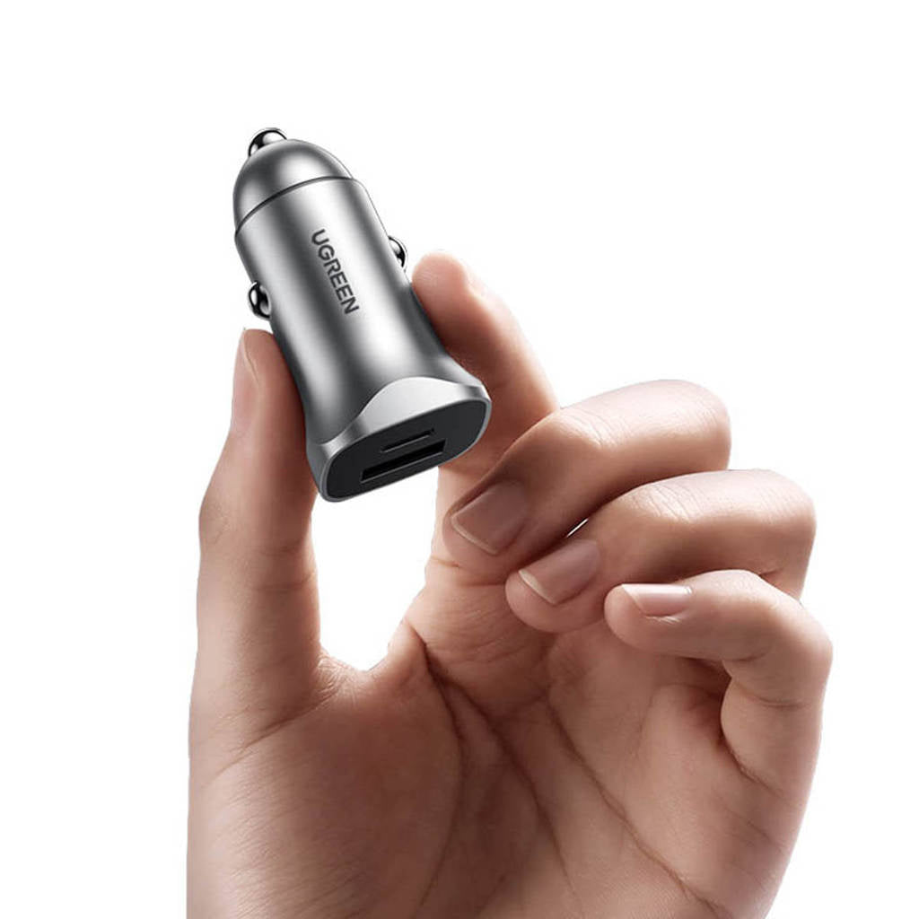 UGreen Car Charger Two Ports USB Port and PD Port 30WGray-