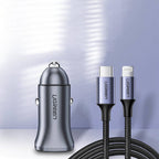 UGreen Car Charger Two Ports USB Port and PD Port 30WGray-