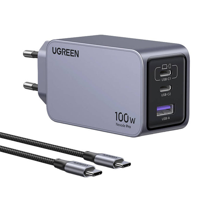 UGREEN Nexode Pro 100W GaN Charger with USB-C Cable Grey