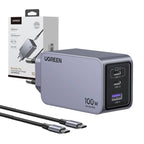 UGREEN Nexode Pro 100W GaN Charger with USB-C Cable Grey