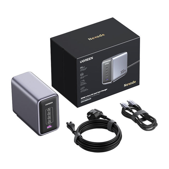 UGREEN 300W Desktop Fast Charger. 1 USB-A+4 USB-C