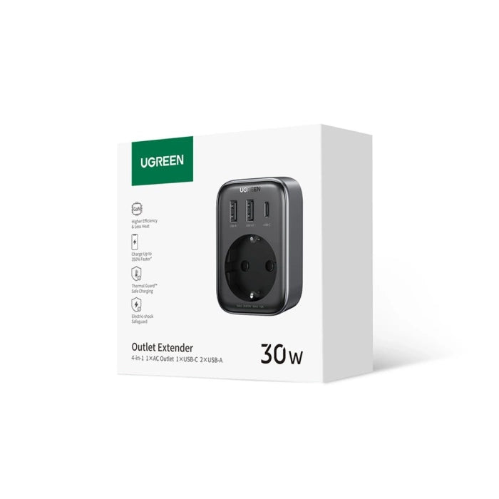 UGREEN Outlet Extender 4-in-1 30W Black