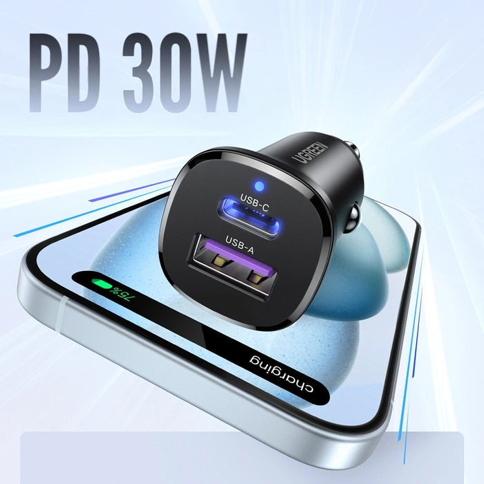 UGREEN 2-Port Fast Car Charger 30W Black