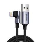 UGREEN Charging Cable Lightning 1M for iPhone Black Angle (90ø)