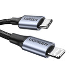UGREEN USB-C TO LIGHTNING Fast Charging CABLE 1M Gray