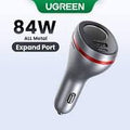 UGREEN CD204 Car Charger With Cigarette Lighter Expansion Port USB/ USB-C 84W Gray